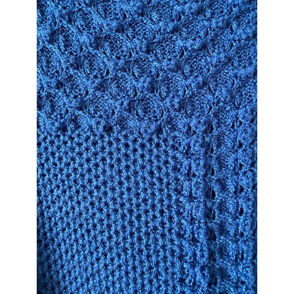 Vintage R&K Knits Sapphire Blue Textured Sweater 70s 80s Cropped Fit Est Size S - Picture 6 of 8